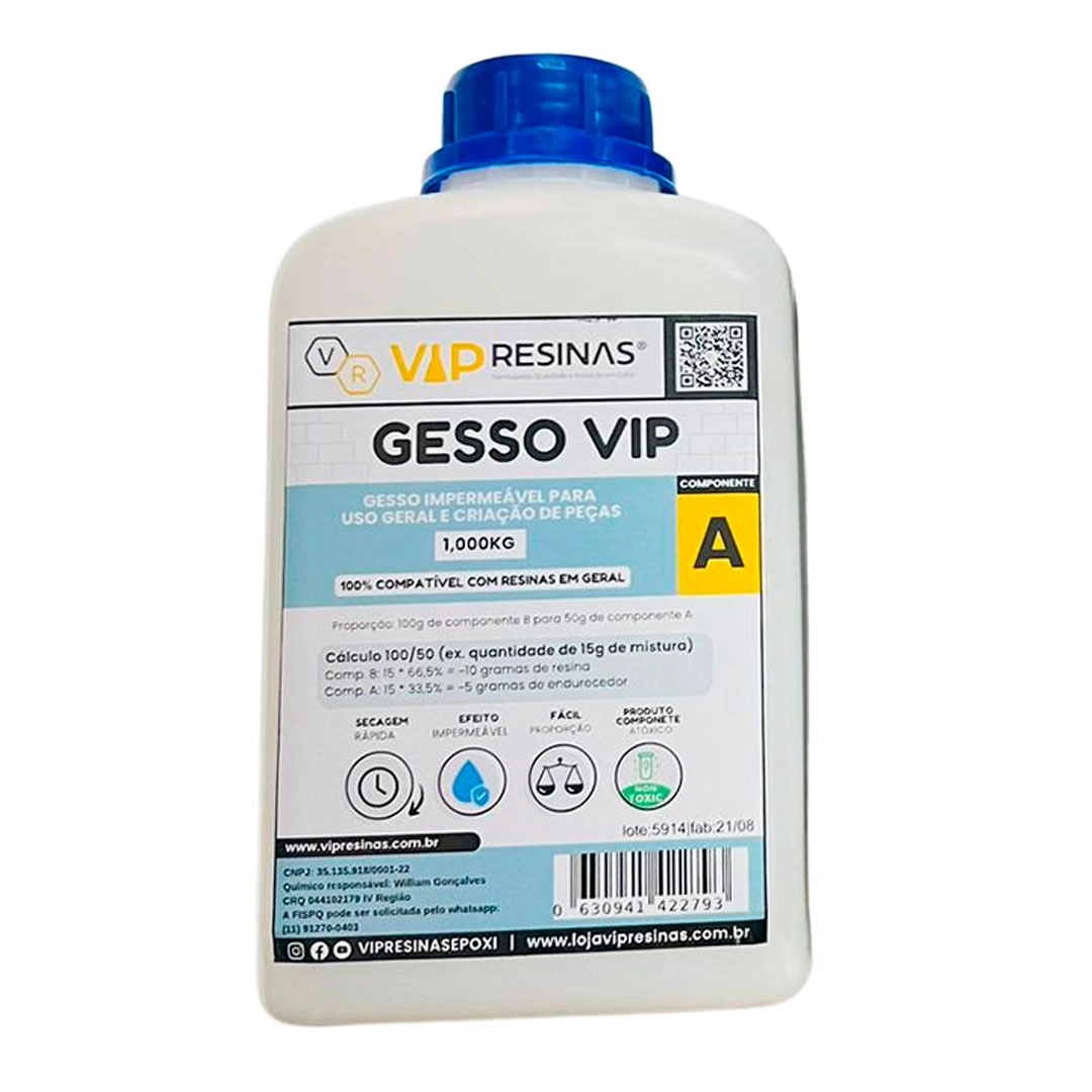 Gesso Impermeável Compativel C/Resina Epóxi 3kg Vip Resinas