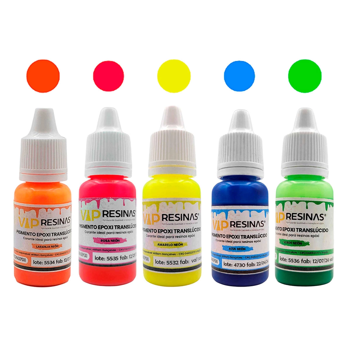 Pigmento Epóxi Translúcido Neon 10g Cores Avulsas VipResinas