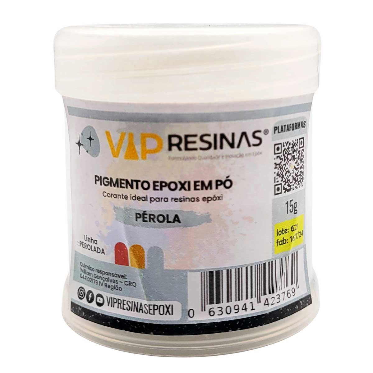 Pigmento Epóxi P/Resina Pó 50g Cores Peroladas Vip Resinas