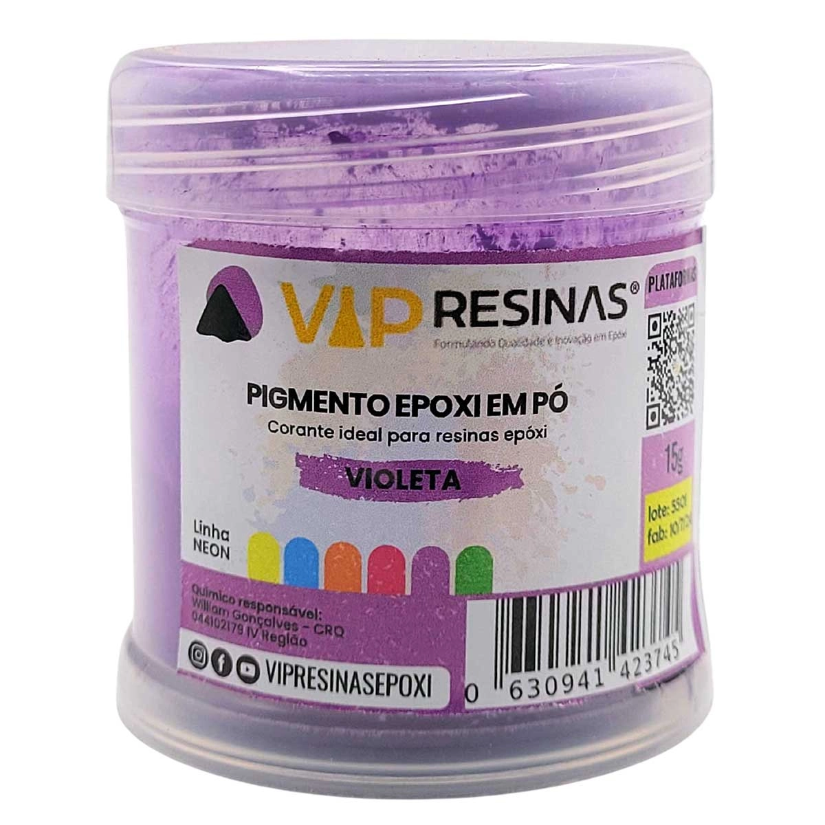 Pigmento Epóxi P/Resina Em Pó 50g Cores Neon Vip Resinas