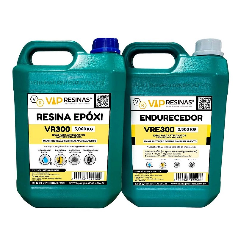 Resina Epóxi + Endurecedor VR300 UV 7,5kg Alta Espessura