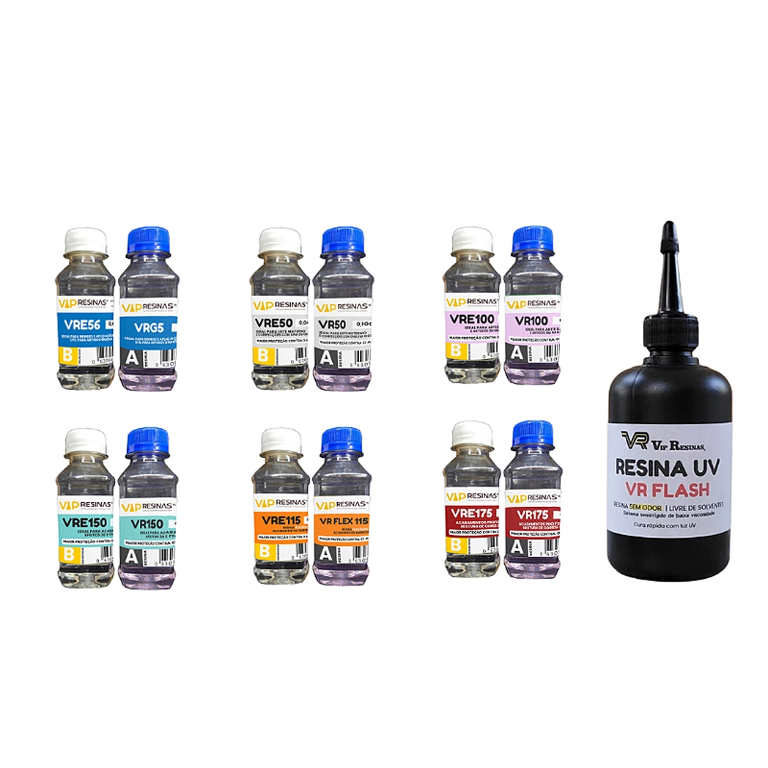 Kit Combo Resinas Endurecedor Baixa Espessura 990g Resina Uv