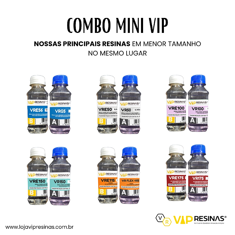 Kit Combo Resinas + Endurecedor Mini 890g total Vip Resinas