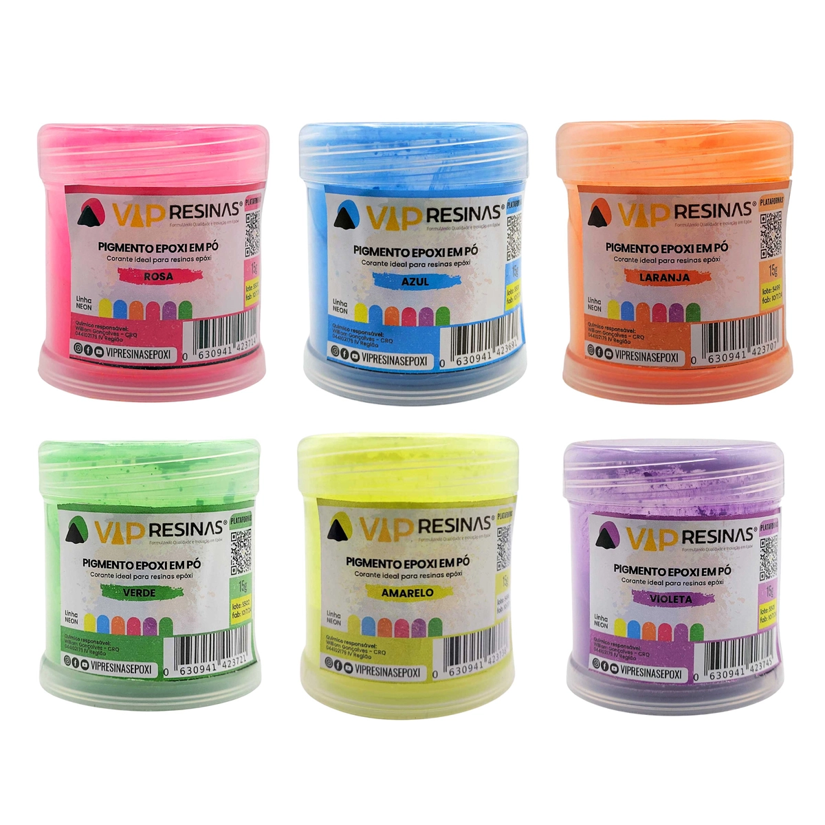 Pigmento Epóxi P/Resina Em Pó 50g Cores Neon Vip Resinas