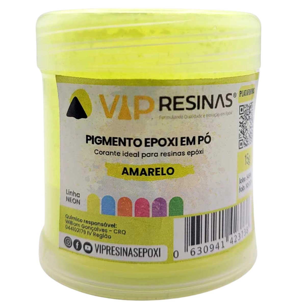 Pigmento Epóxi P/Resina Em Pó 15g Cores Neon Vip Resinas