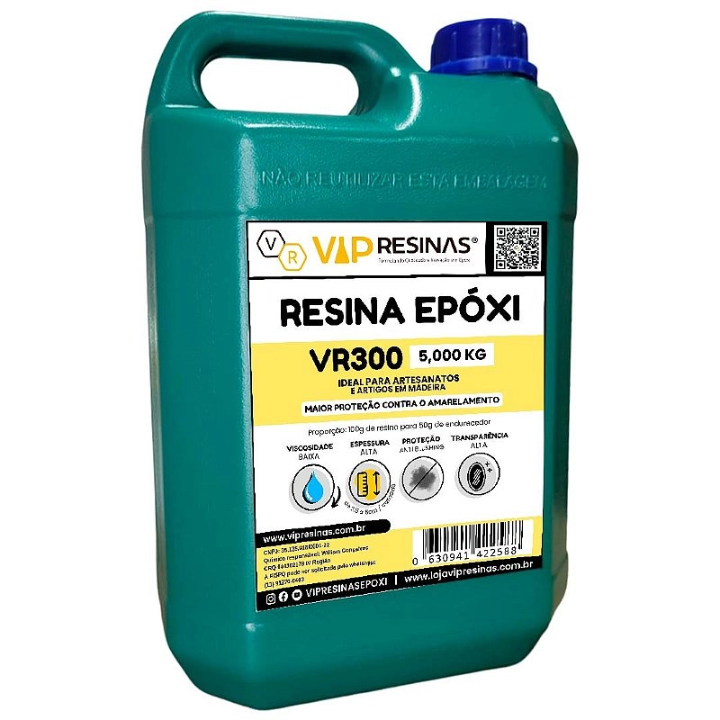 Resina Epóxi + Endurecedor VR300 UV 7,5kg Alta Espessura
