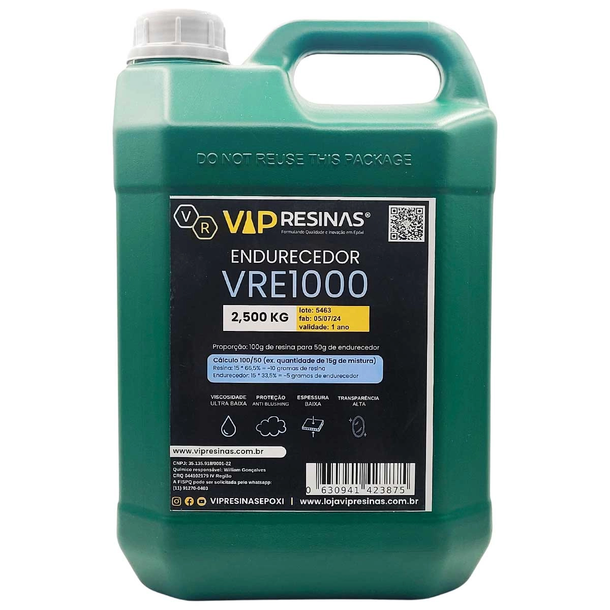 Resina Epóxi + Endurecedor Uv Vr1000 7,5kg Baixa Espessura