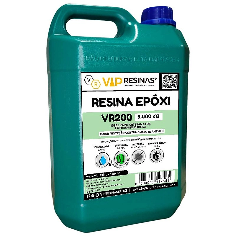 Resina Epóxi + Endurecedor VR200 UV 7,5kg Média Espessura