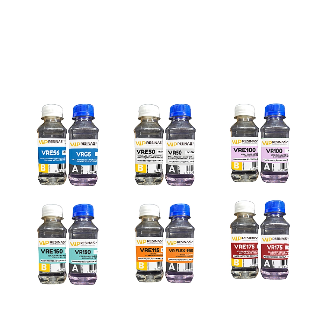 Kit Combo Resinas + Endurecedor Mini 890g total Vip Resinas