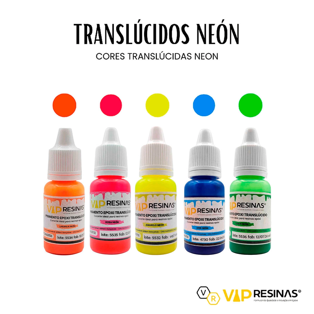 Pigmento Epóxi Translúcido Neon 10g Cores Avulsas VipResinas