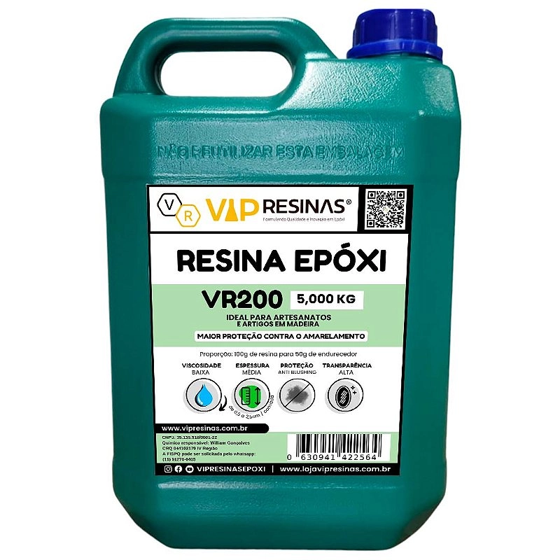 Resina Epóxi + Endurecedor VR200 UV 7,5kg Média Espessura