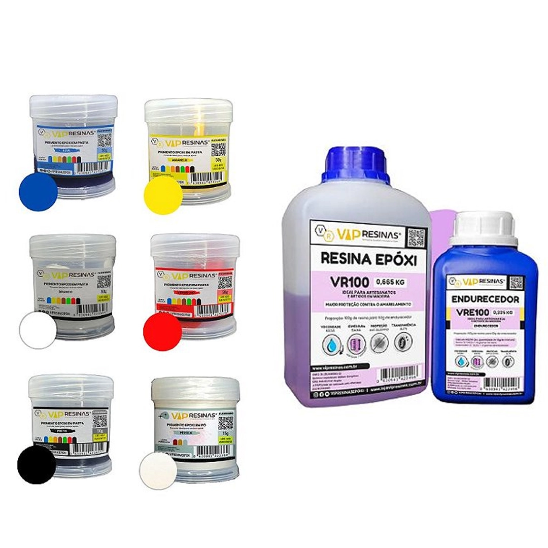Kit Iniciante Para Resinagem Vr100 1kg + Pastas Vip Resinas