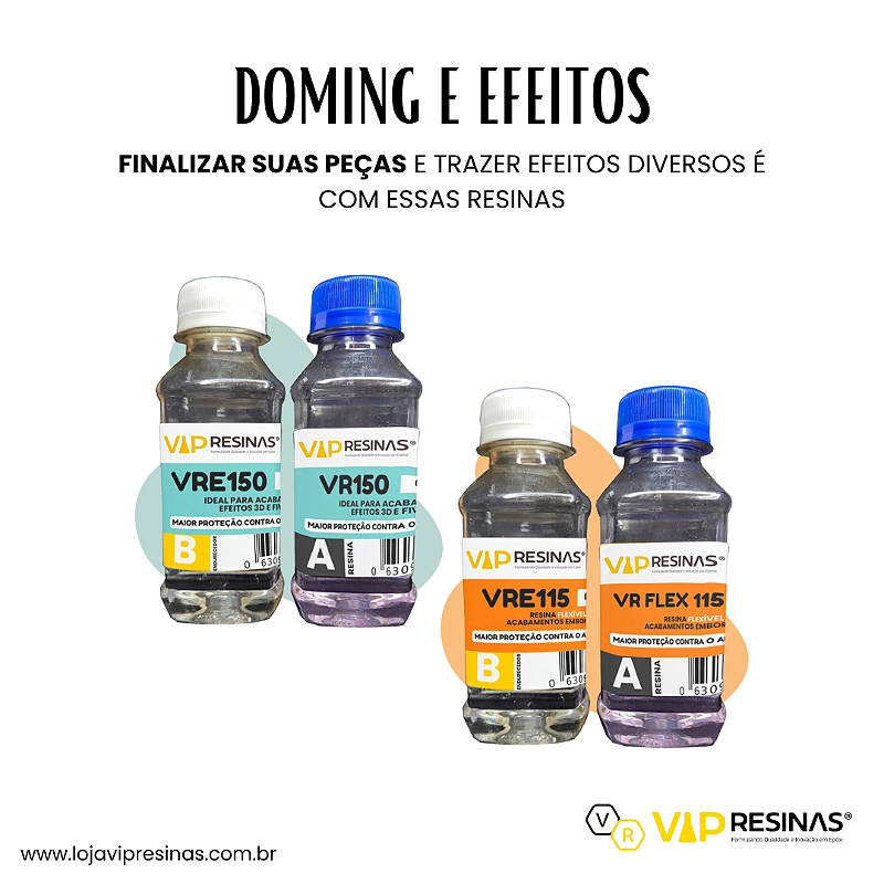Kit Resinas Para Doming + Endurecedor Vr150 300g Vip Resinas