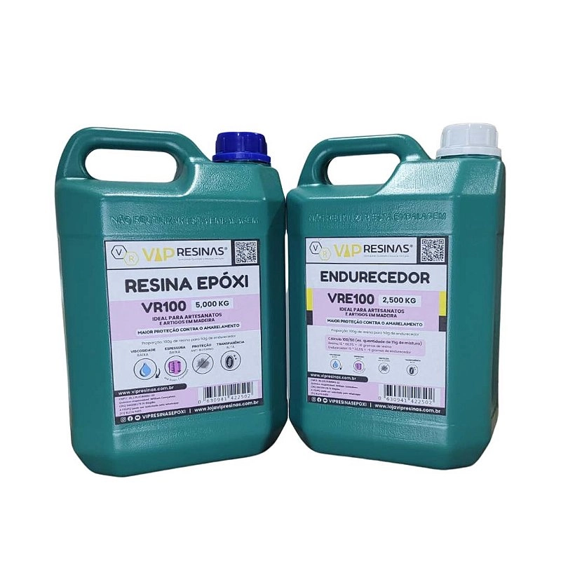 Resina Epóxi + Endurecedor UV VR100 7,5kg Baixa Espessura