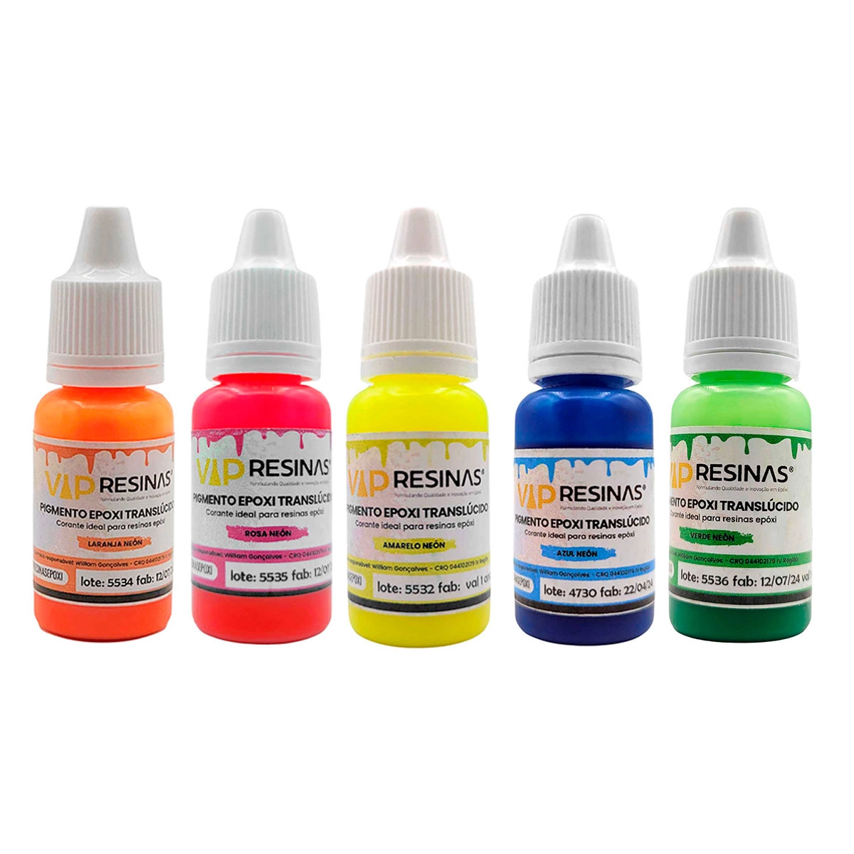 Pigmento Epóxi Translúcido Neon 10g Cores Avulsas VipResinas