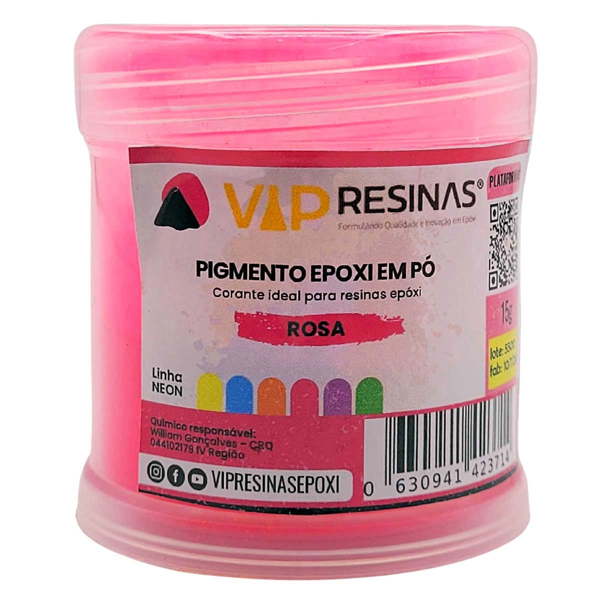 Pigmento Epóxi P/Resina Em Pó 15g Cores Neon Vip Resinas