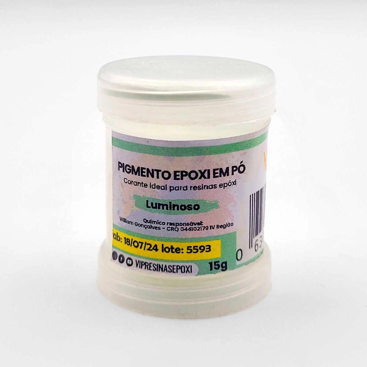 Pigmento Epóxi Em P/Resina Pó Luminoso Verde Vip Resinas