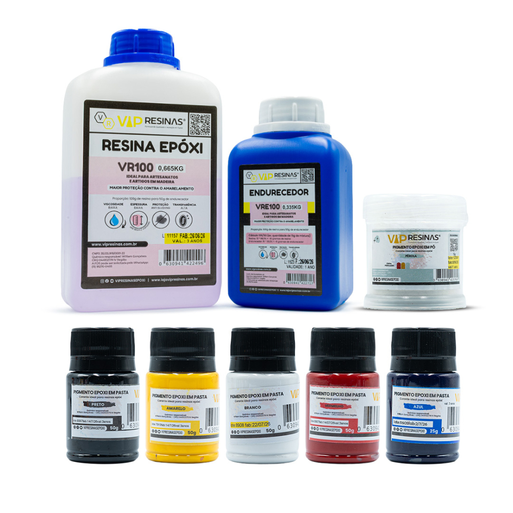 Kit Iniciante Para Resinagem Vr100 1kg + Pastas Vip Resinas