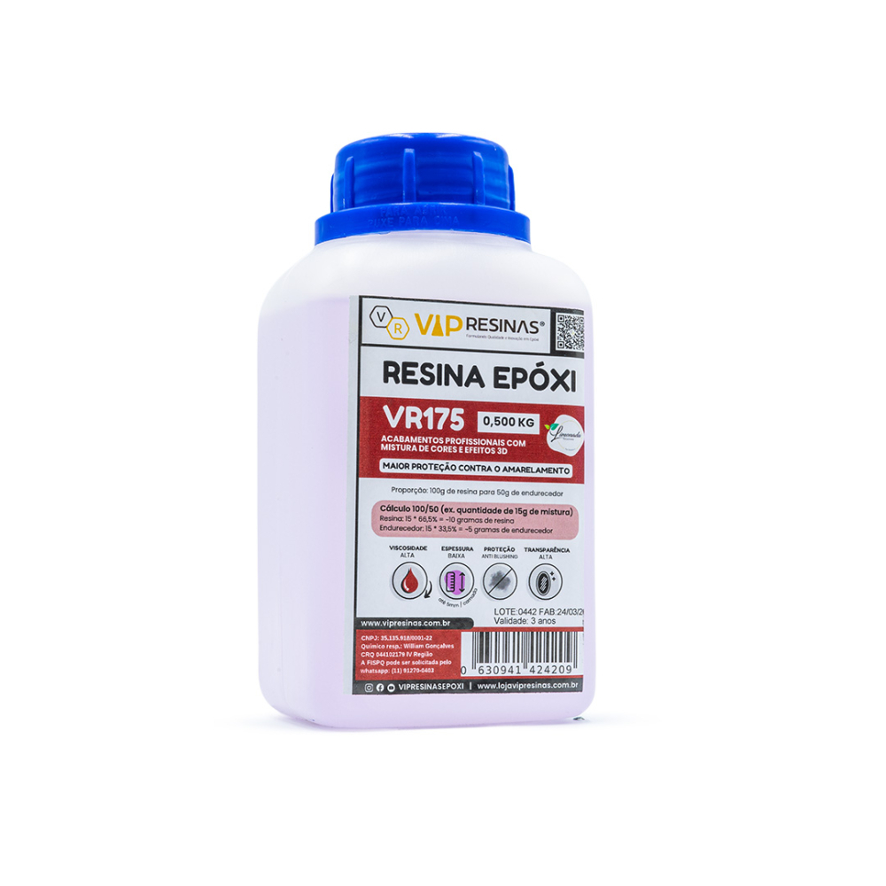 Resina Alta Viscosidade+ Endurecedor Uv VR175 750g VipResina Resina Alta Viscosidade+ Endurecedor Uv VR175 750g VipResina
