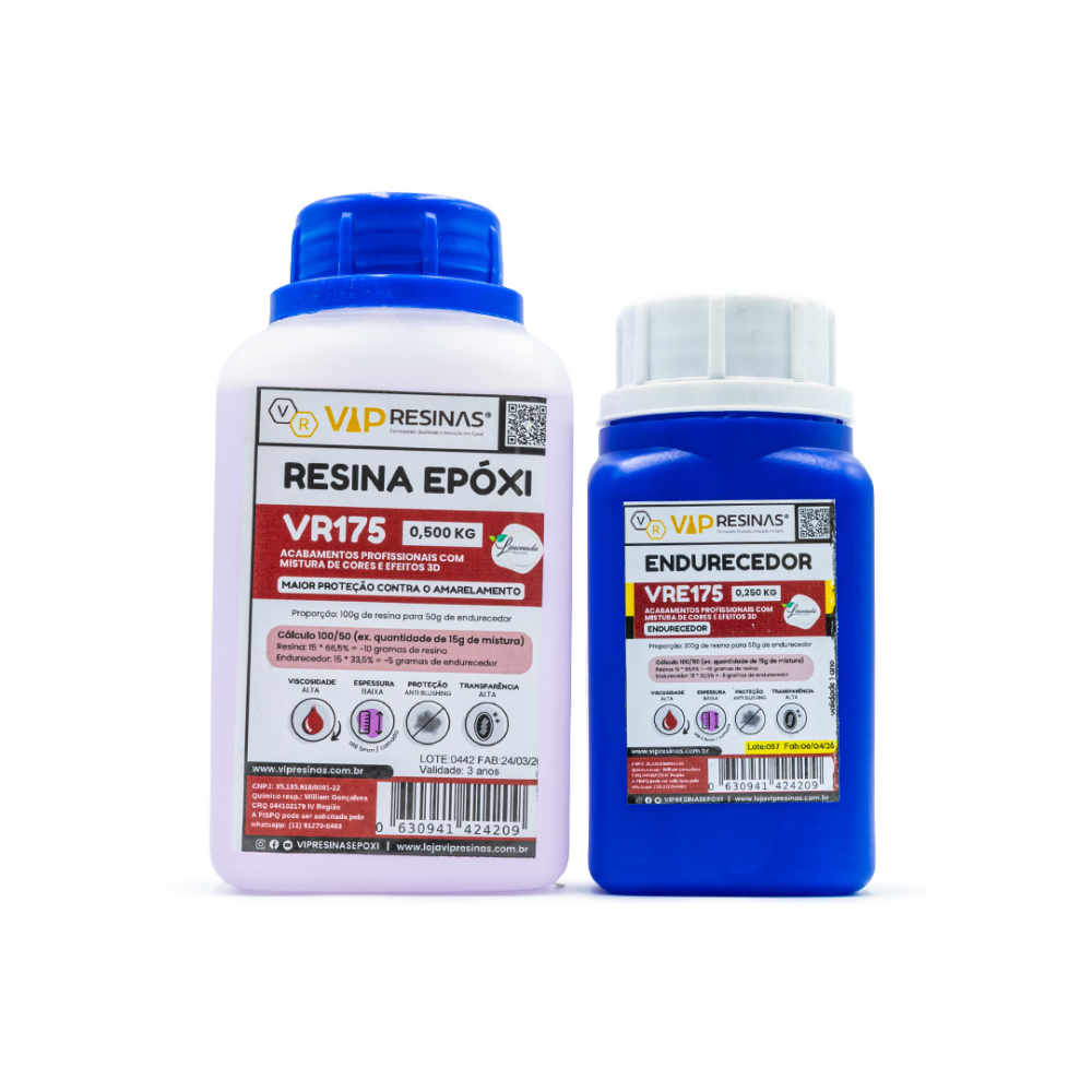 Resina Alta Viscosidade+ Endurecedor Uv VR175 750g VipResina Resina Alta Viscosidade+ Endurecedor Uv VR175 750g VipResina