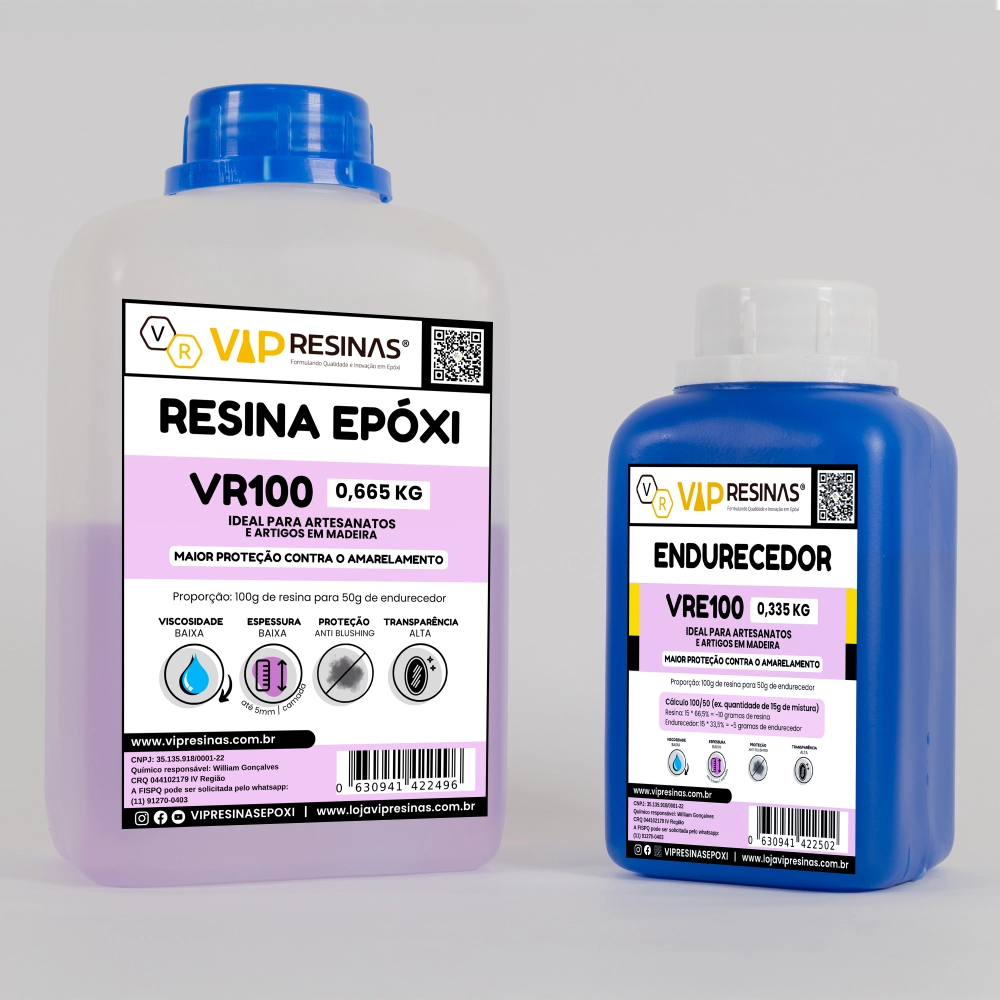 Resina Epóxi + Endurecedor UV VR100 1,000kg Baixa Espessura