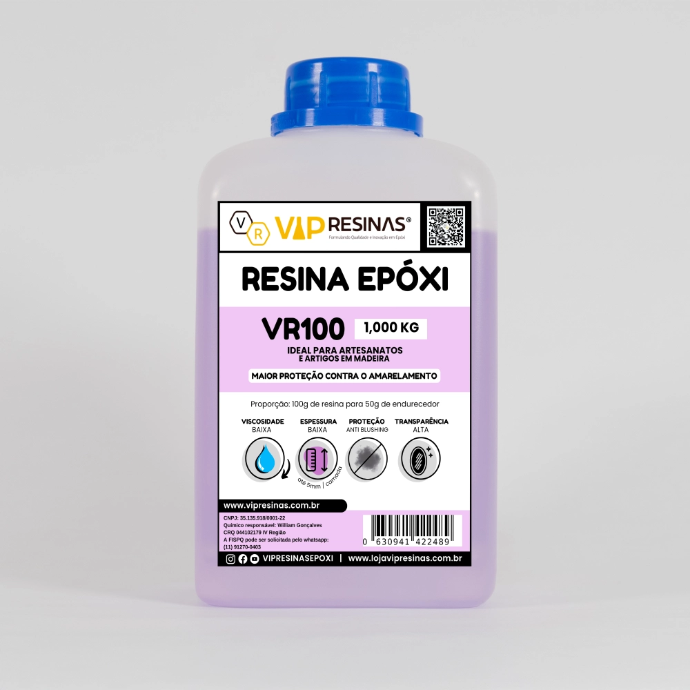 Resina Epóxi + Endurecedor UV VR100 1,5kg Baixa Espessura