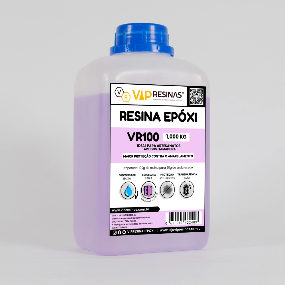 Resina Epóxi + Endurecedor UV VR100 1,5kg Baixa Espessura