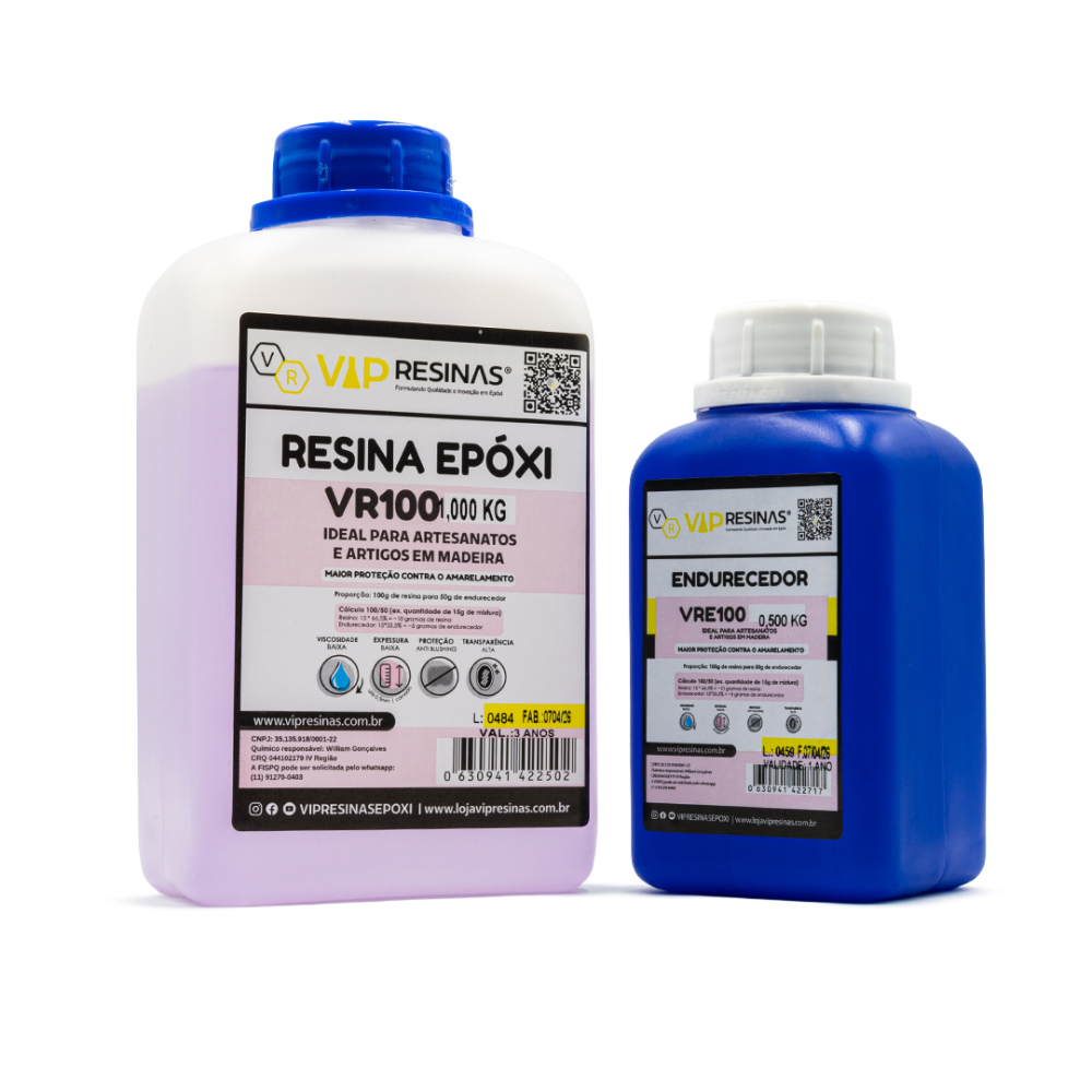 Resina Epóxi + Endurecedor UV VR100 1,5kg Baixa Espessura Resina Epóxi + Endurecedor UV VR100 1,5kg Baixa Espessura