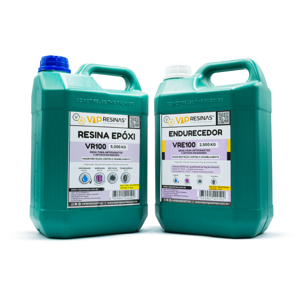 Resina Epóxi + Endurecedor UV VR100 7,5kg Baixa Espessura