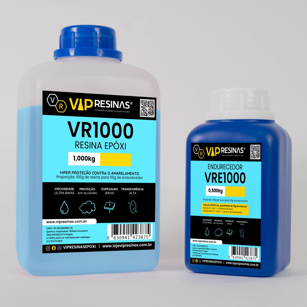 Resina Epóxi + Endurecedor UV VR1000 1,5kg Baixa Espessura