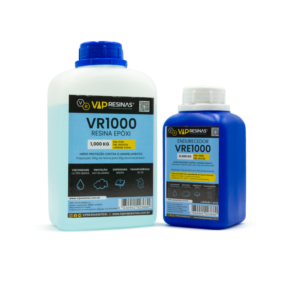Resina Epóxi + Endurecedor UV VR1000 1,5kg Baixa Espessura
