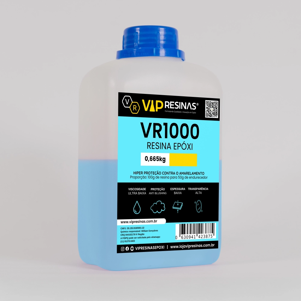Resina Epóxi + Endurecedor Uv VR1000 1kg  Baixa Espessura