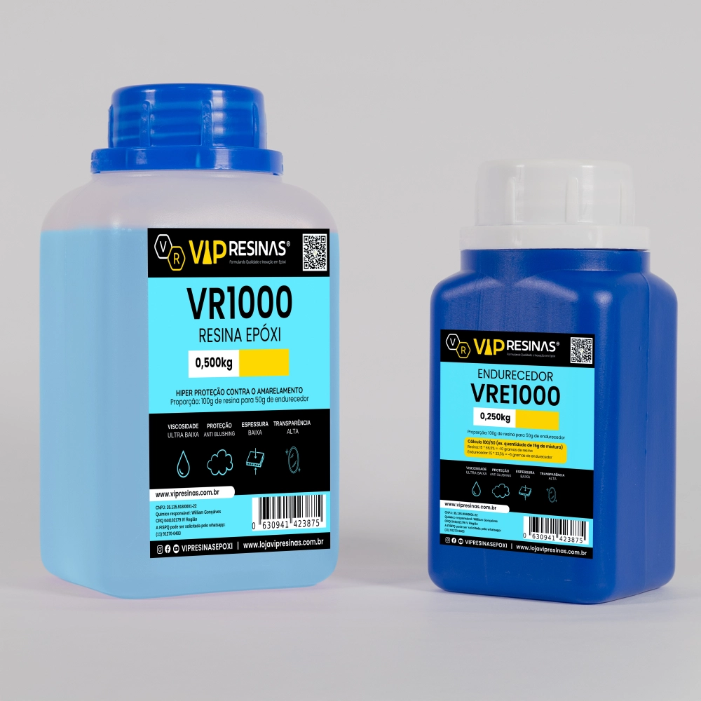 Resina Epóxi + Endurecedor Uv VR1000 750g Baixa Espessura