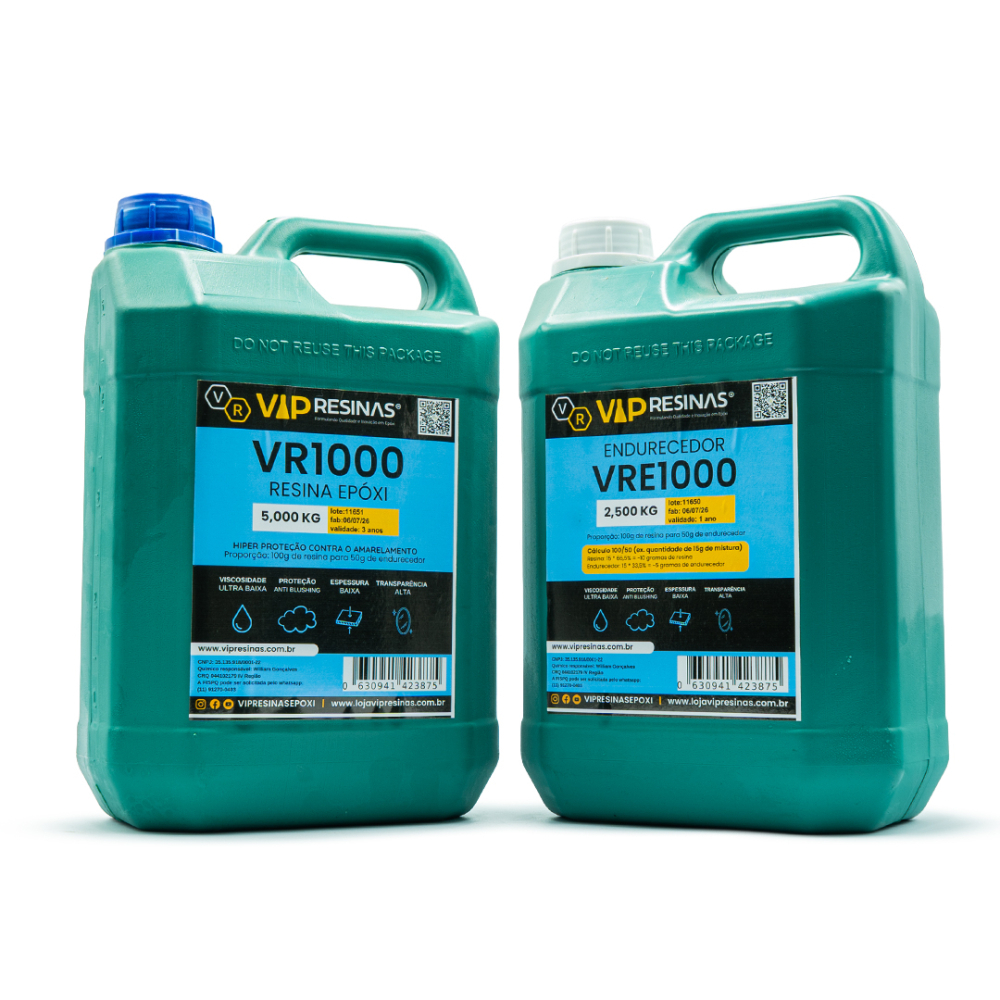 Resina Epóxi + Endurecedor Uv Vr1000 7,5kg Baixa Espessura