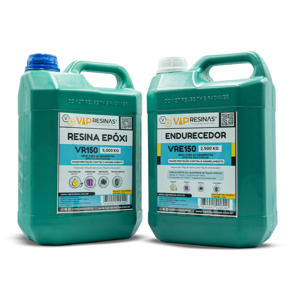Resina Epóxi + Endurecedor UV VR150 7,5kg Baixa Espessura