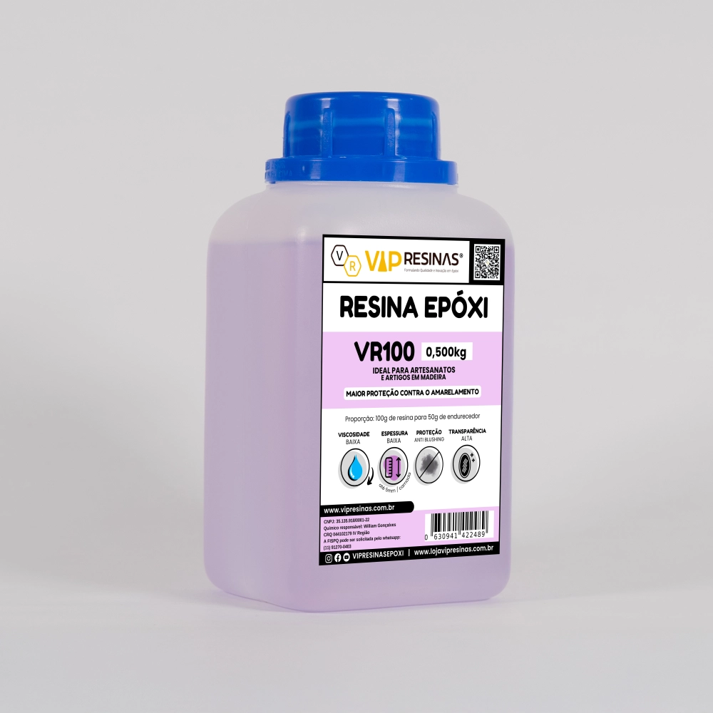 Resina Epóxi + Endurecedor VR100 UV 0,750kg Baixa Espessura