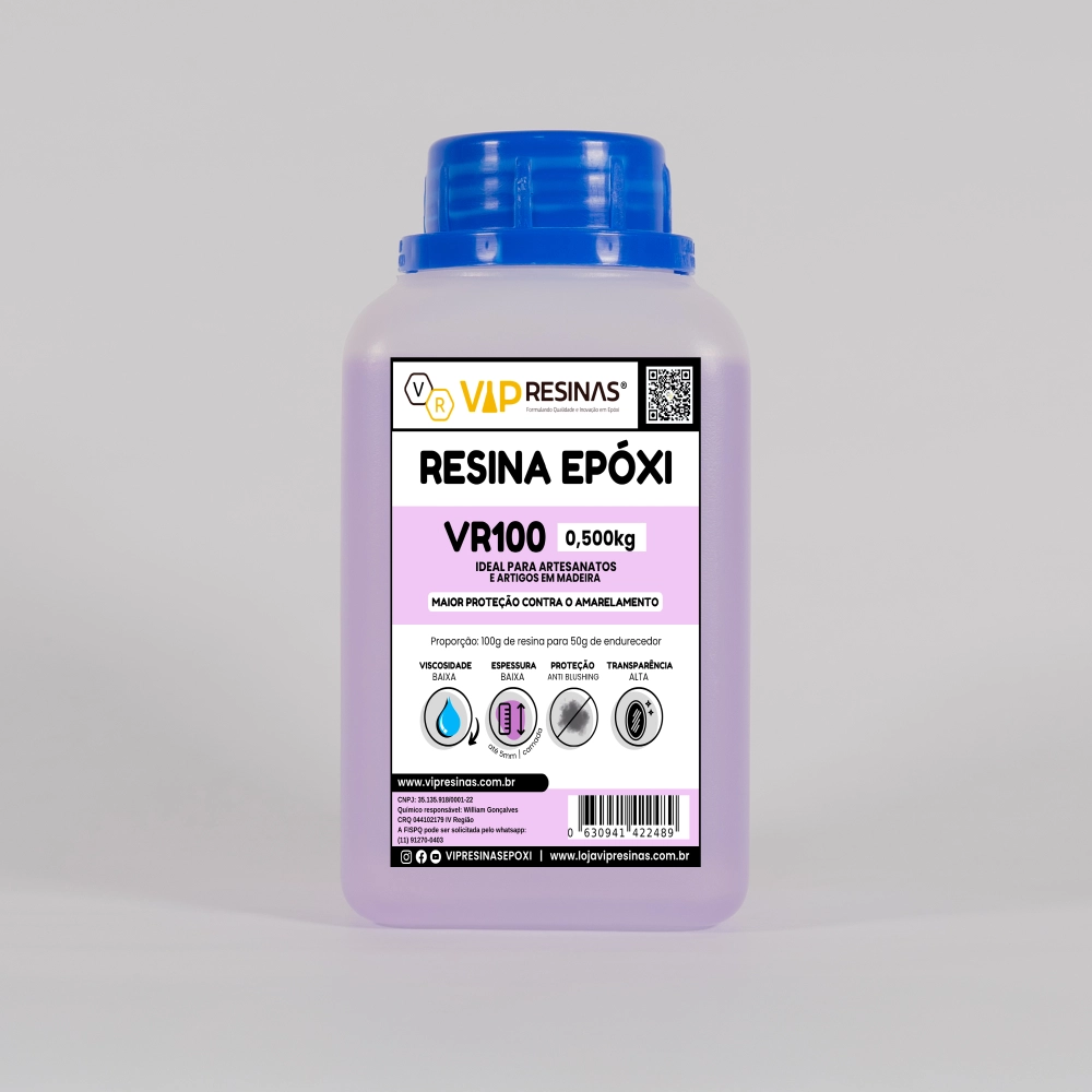 Resina Epóxi + Endurecedor VR100 UV 0,750kg Baixa Espessura