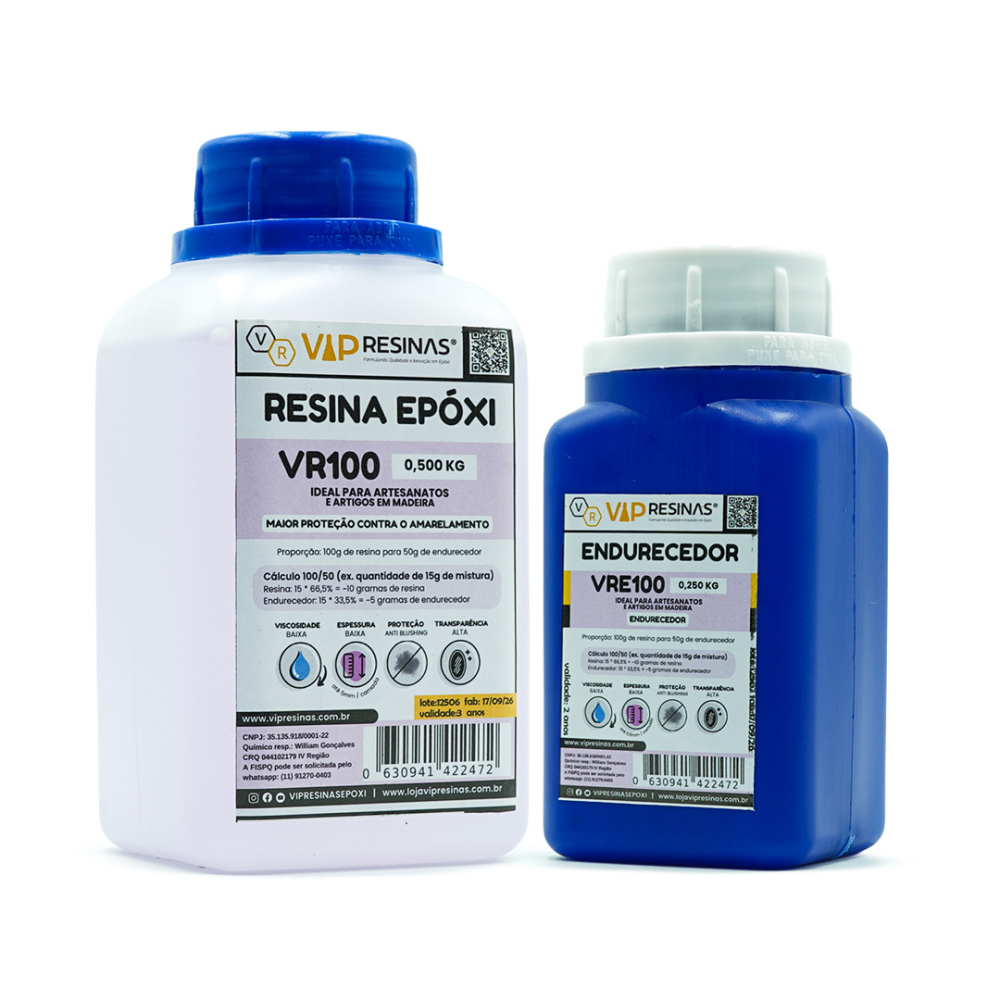 Resina Epóxi + Endurecedor VR100 UV 0,750kg Baixa Espessura