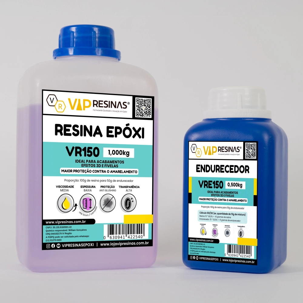 Resina Epóxi + Endurecedor Vr150 Uv 1,5kg Baixa Espessura