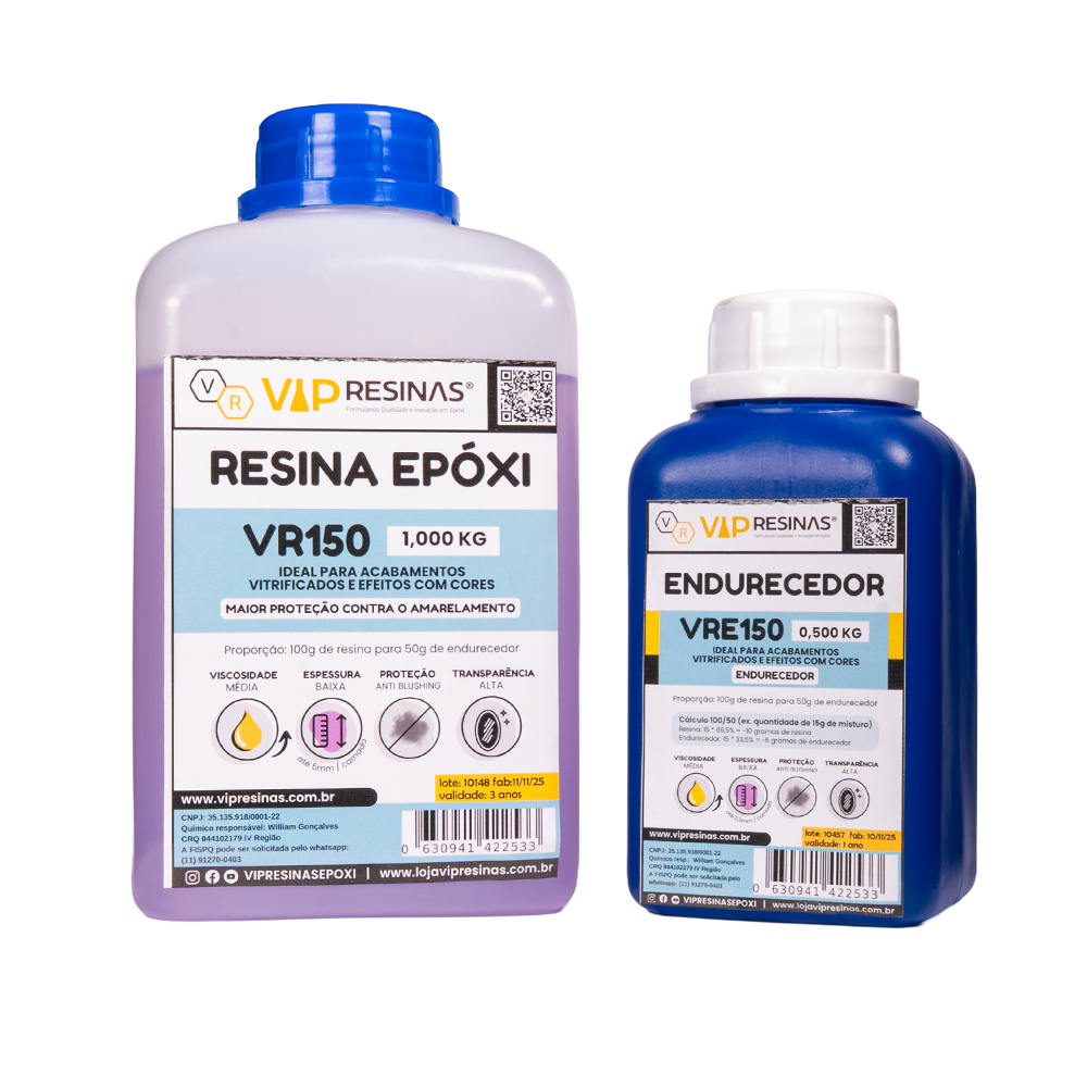 Resina Epóxi + Endurecedor Vr150 Uv 1,5kg Baixa Espessura