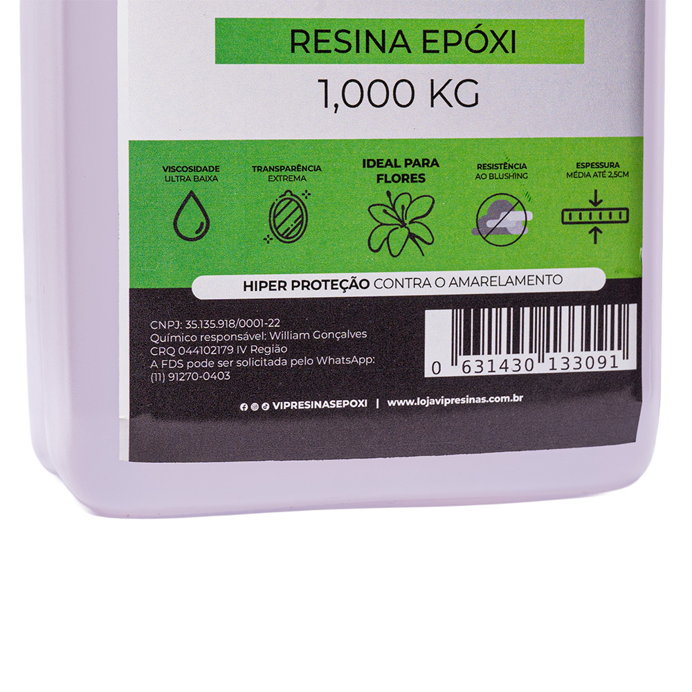 Resina Epóxi + Endurecedor VR2000 1,5Kg Ultra Transparente – Ideal para Eternização de Flores e Peças Afetivas