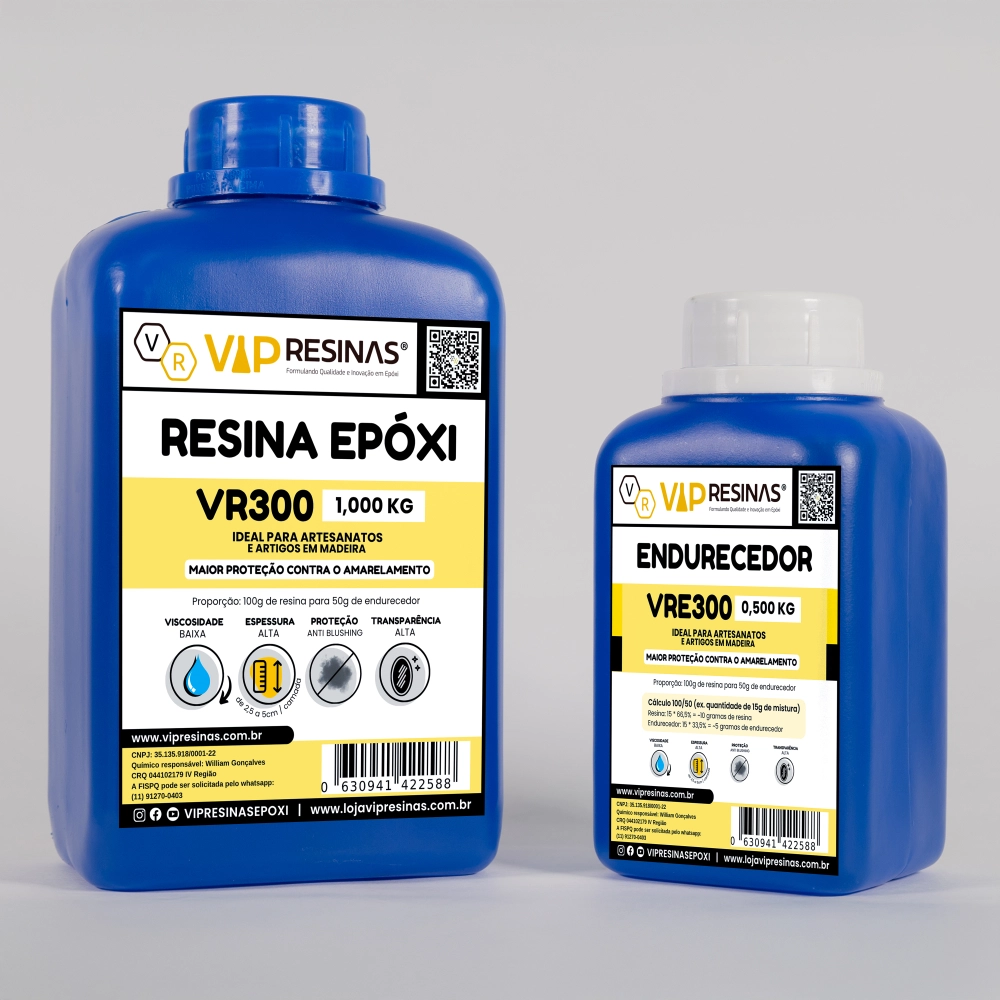 Resina Epóxi + Endurecedor VR300 UV 1,5kg Alta Espessura