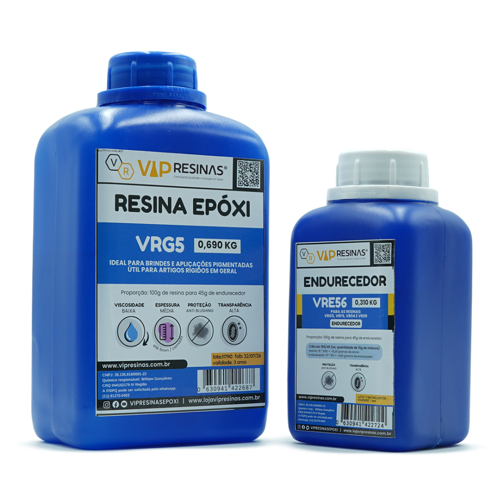 Resina Epóxi Rígida + Endurecedor VRG5 1kg Baixa Espessura