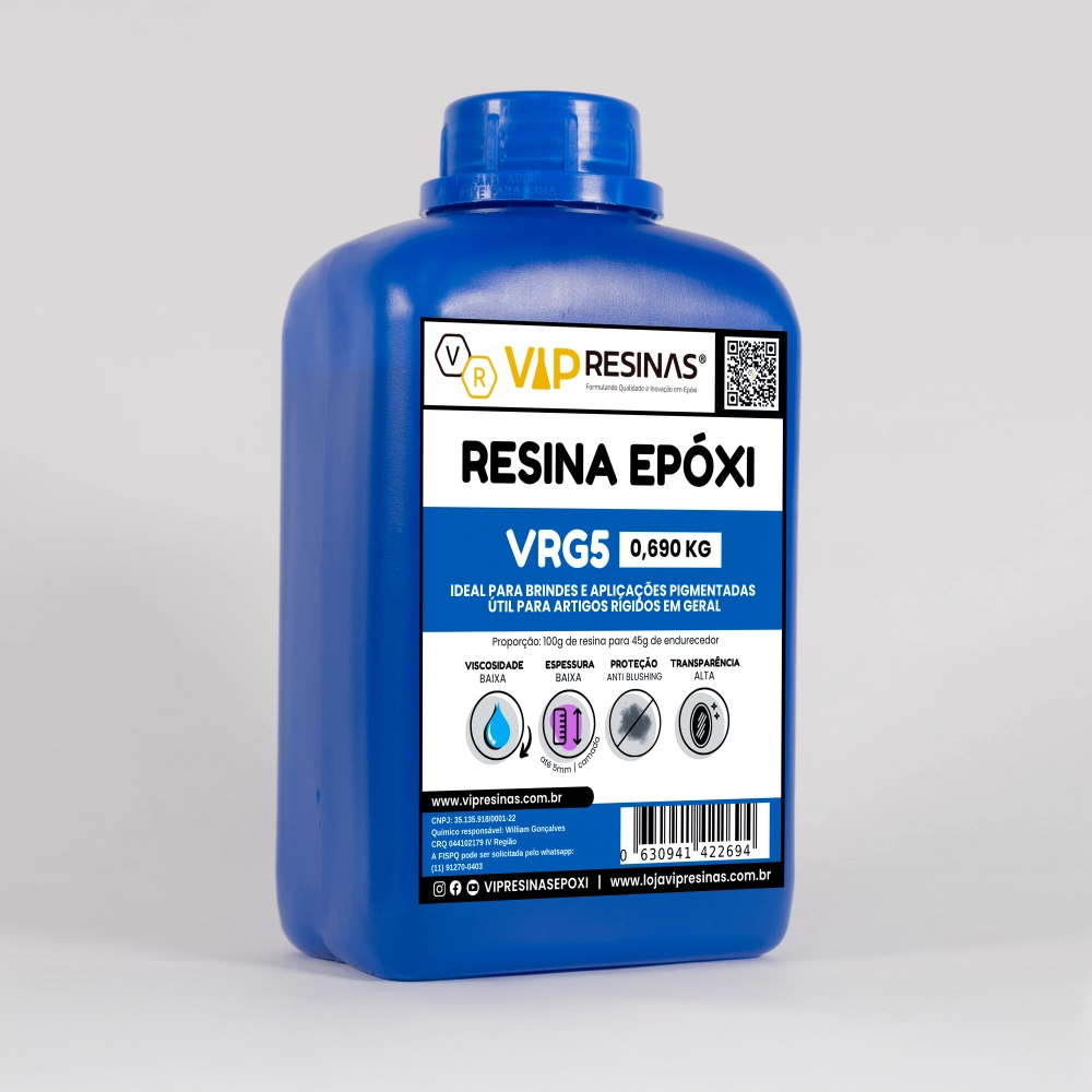 Resina Epóxi Rígida + Endurecedor VRG5 1kg Baixa Espessura
