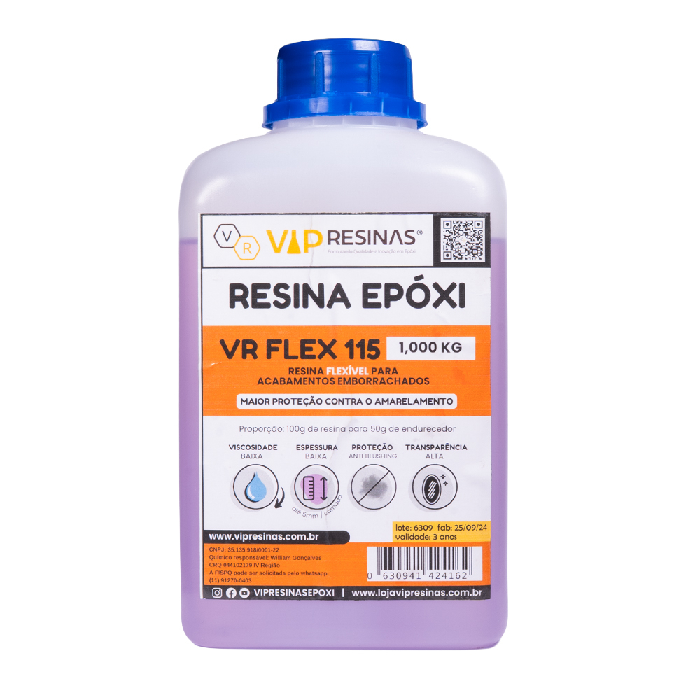 Resina Flexível + Endurecedor Uv Vr115 1,500kg Vip Resinas