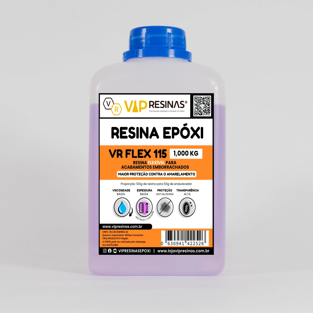 Resina Flexível + Endurecedor Uv Vr115 1,500kg Vip Resinas