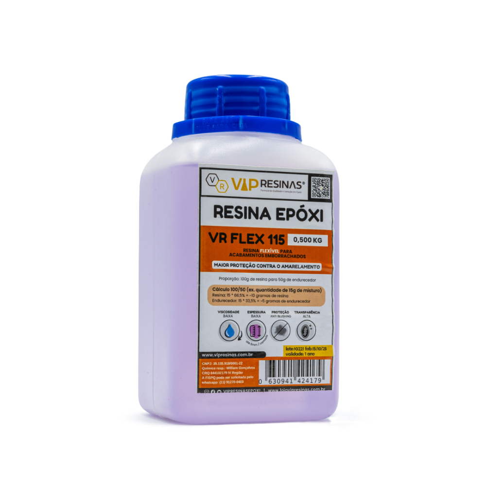 Resina Flexível + Endurecedor Uv Vr115 750g Vip Resinas Resina Flexível + Endurecedor Uv Vr115 750g Vip Resinas
