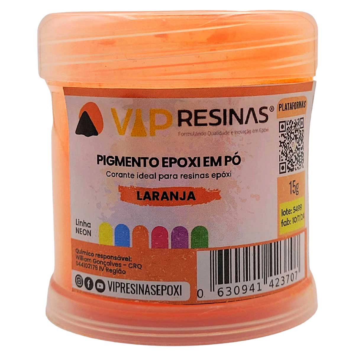 Pigmento Epóxi P/Resina Em Pó 15g Cores Neon Vip Resinas