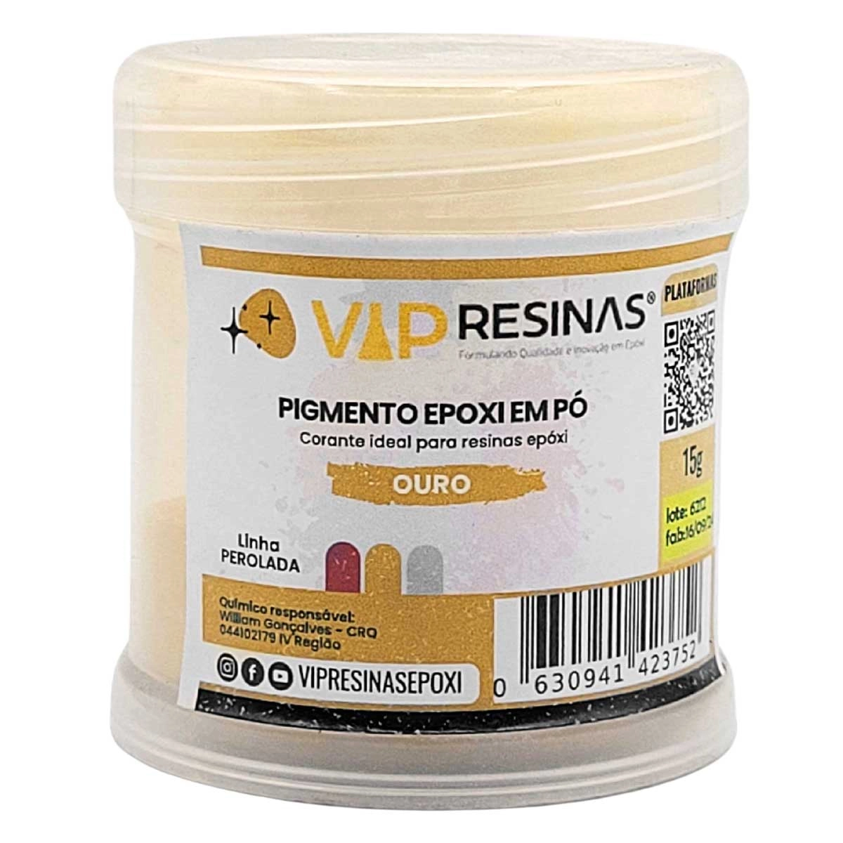 Pigmento Epóxi P/Resina Pó 15g Cores Peroladas Vip Resinas