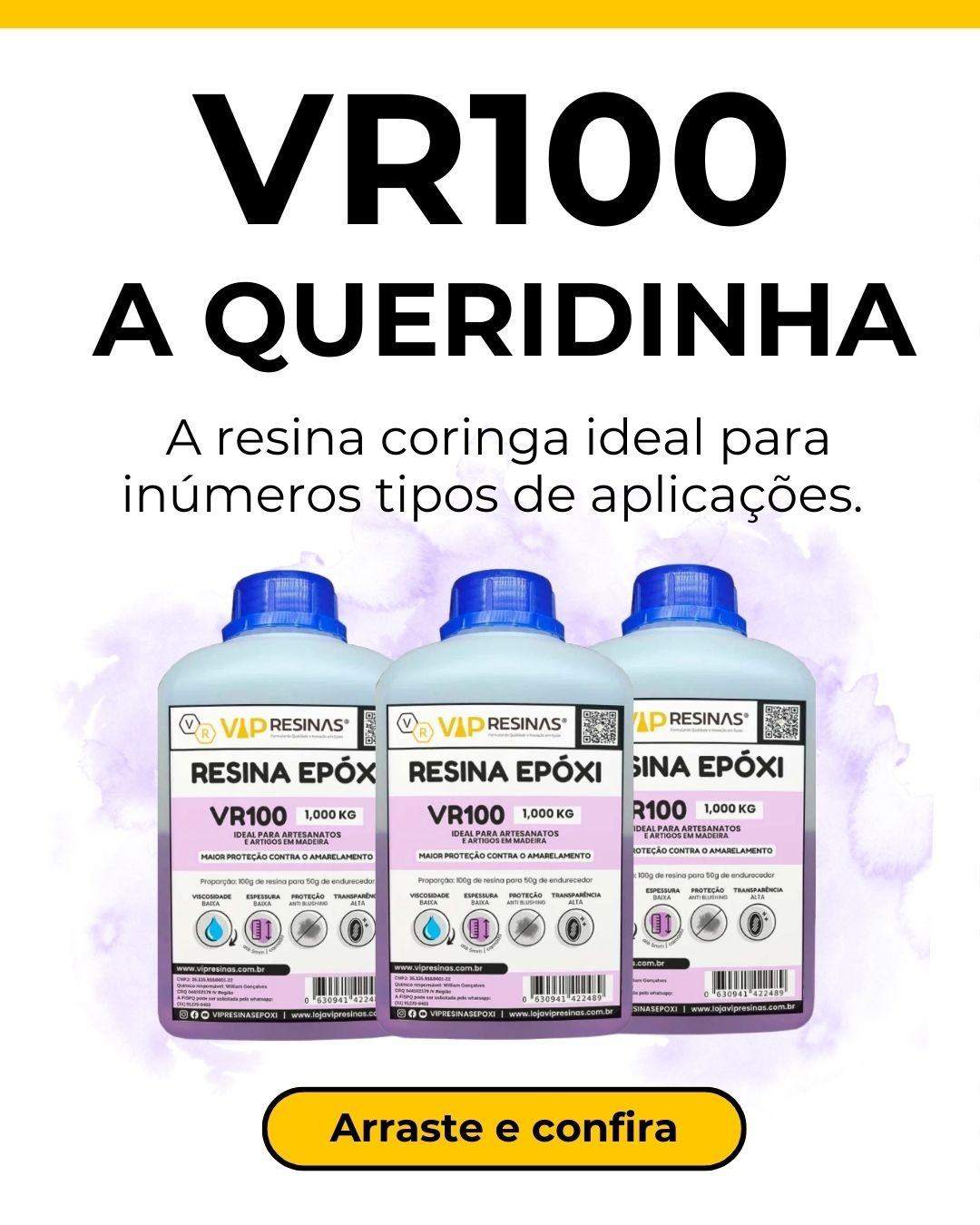 Resina Epóxi + Endurecedor UV VR100 1,000kg Baixa Espessura + Album Copa VIP